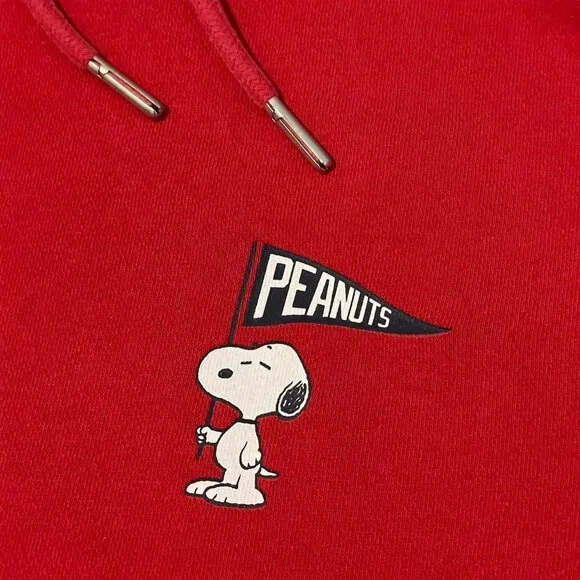 H&M Peanuts Snoopy Red Sweatshirt Hoodie Mens Small Pouch Pocket - Picture 4 of 7